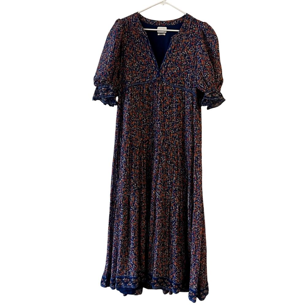 saylor lyna maxi floral dress size L blue red CL - Picture 3 of 6
